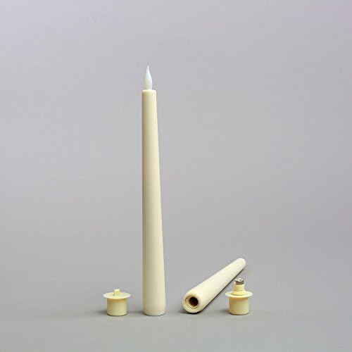 Set of 2 Vintage Flameless 10" Silicone Ivory LED Candles with Batteries Included