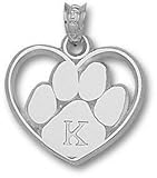 Kentucky Wildcats Solid Sterling Silver ''K'' Paw Heart Pendant