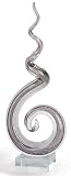 Mouth Blown Black and White Stripes "Corkscrew" Fine Crystal Centerpiece 24" Mouth Blown Black and White Stripes "Corkscrew" Fine Crystal Centerpiece 24"