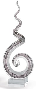 Mouth Blown Black and White Stripes "Corkscrew" Fine Crystal Centerpiece 24"