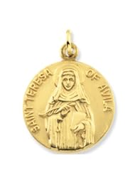 CleverEves 14K Yellow Gold 18.00 mm Saint Teresa Of Avila Medal