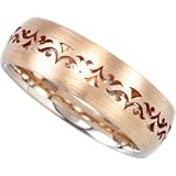 14k Two-tone Gold Bridal Engagement Ring Duo 7mm Laser Pierced Comfort Fit Band - Size 10