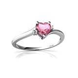 14KWhiteGoldHeartCreatedPinkSapphireRingSize4.5