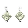 14K White Gold Prasiolite (Green Amethyst) and Diamond Earrings