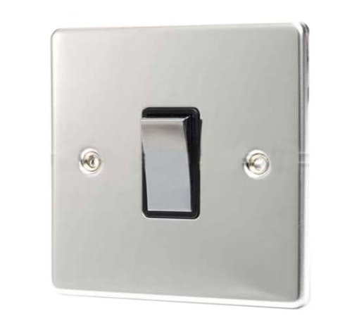 POLISHED CHROME 1 GANG 2 WAY 6 AMP LIGHT SWITCH C302PCB