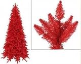7.5' Pre-Lit Slim Red Ashley Spruce Artificial Christmas Tree - Red Lights