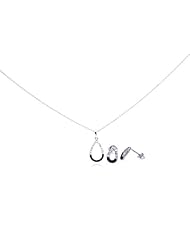Nickel Free Sterling Silver Pendant & Earring Sets Open Teardrop Black A Clear CZ Set Pendant Dimensions: L27mm X W11.4mm Weight: 0.9Gram Earrings Dimensions: L9.8mm X W6.5mm Weight: 1.1Grams