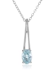 Sterling Silver Genuine Oval Pendant Necklace, 18"