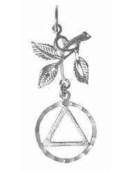 AA Alcoholics Anonymous -Sterling Silver 3 Leaf Pendant