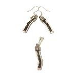 Obsidian Set 01 Earrings Pendant Black Vial Glass Tube Crystal Stone