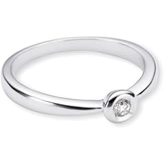 Bella Donna Damen Diamantring 585/000 Wei�-Gold 1 Brillant 0,05ct. Wei� Piqu� 52 902091