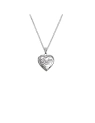 Sterling Silver Hand Engraved Heart Locket Necklace, 18"