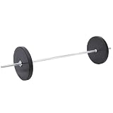 Fitness Gear 20KG Weight set, 4ft chrome bar with star collars, rubber plates 2 x 10 Kg plates, padded bar straps.