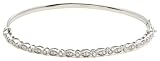 10k White Gold Navette and Round Diamond Flex Bangle (1/2 cttw, I-J Color, I2-I3 Clarity)