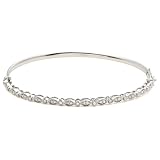 10k White Gold Navette and Round Diamond Flex Bangle Bracelet (1/2 cttw, I-J Color, I2-I3 Clarity)