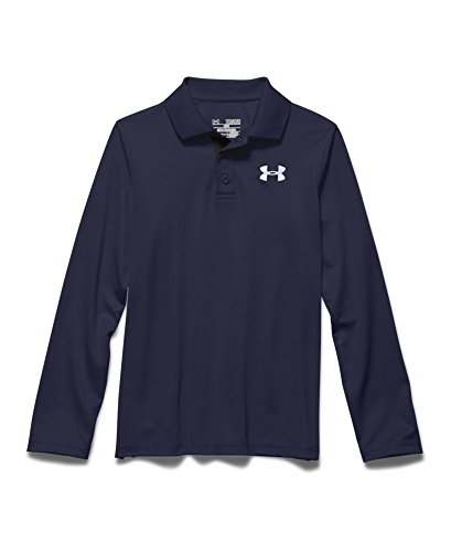 Under Armour Boys Match Play Long Sleeve Polo Shirt, Midnight Navy, Youth Small