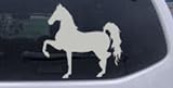 Silver 3in X 3.2in -- Horse (full body) prancing Western Car Window Wall Laptop Decal Sticker