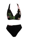 Athena Tropical Black Halter Bikini w/Hi Waist 12