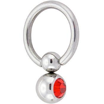 4m 6m Light Siam Red Gem BCR Belly Button Ring