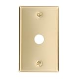Leviton 81017 1-Gang .625-Inch Hole Device Telephone/Cable Wallplate, Standard Size, Brass, Box Mount, Brass