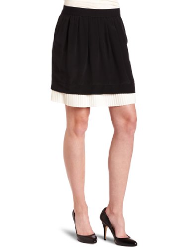 BCBGMAXAZRIA Womens Shelby Pleated Silk Skirt