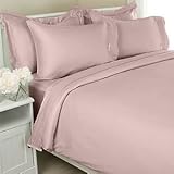 Homespell Egyptian Cotton 500 Thread Count 7 - Pc Solid Sheet and Duvet Cov ....