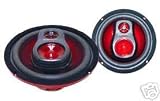 NEW VR3 (2) 4 3 WAY CAR STEREO ROUND SPEAKERS 100 WATTS RED