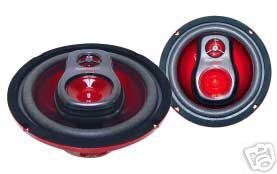 NEW VR3 (2) 4 3 WAY CAR STEREO ROUND SPEAKERS 100 WATTS RED