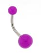 Neon Acrylic Belly Ring - Purple - 14G - SM Ball 5MM - LG Ball 8MM - 12MM L - Sold Individually