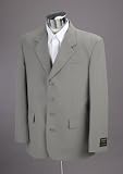 Gianni Vironni Four Button Single Breasted Light Gray (Grey) Business Dress Suit
