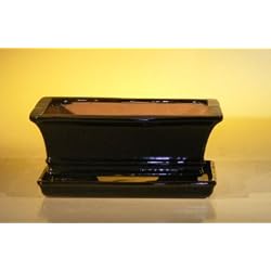 Bonsai Boy's Ceramic Bonsai Pot With Attached Humidity/Drip tray - Rectangle<br>8.5" x 6.5" x 3.5"