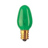 Bulbrite 5C7TG 7W C7 Christmas Light, Transparent Green