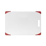 Farberware Non-Slip Poly Cutting Board, 12-Inch-by-18-Inch, White/Red