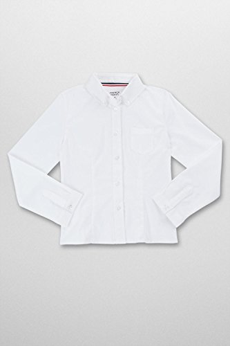 French Toast Long Sleeve Oxford Blouse With Darts Girls White 10