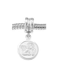 Sterling Silver 10 Millimeter Cherub Angel Polished Dangle Bead Charm
