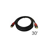 HDMI 30FT Cable: 1.3a Category 2(Full 1080P Capable)(Compatible with Xbox 360 & PS3) w/ Red Molding