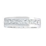 PlatinumOverlaySterlingSilverCubicZirconiaPrincess-CutEternityRing,Size9