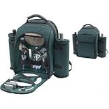 Picnic Pack, New, Includes Two Wine Totes (Green) (13.75 H x 7 W x 16.75 D)
