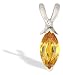 14K White Gold Genuine Marquise Citrine and Diamond Pendant