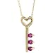 10k Gold 18 in. Thin Chain & 5/8 in (16mm) tall Key-To-My-Heart Pendant, w/ Brilliant Cut Ruby Stones