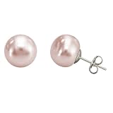8.5-9.5mm Pink Freshwater Pearl Stud Earring “AAA” Button Sterling Silver