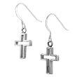 Sterling Silver Cut-out Cross Shepherds Hook Earrings