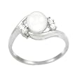 Sterling Silver Ring with Pearl and CZ Stones