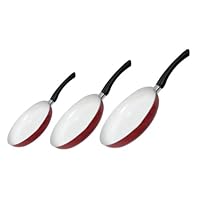 Healthy Nonstick Ceramic Coated Frying Pan - 3 Pcs Eco Friendly Durable Fry Pan Cookware Set