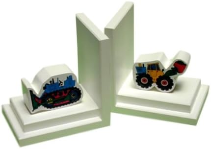 Big Wheel Loader & Cat Bookends in White Base