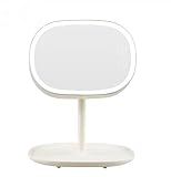 MATECam LED 卓上ミラー USB充電式化粧鏡 デスクライト 180度角度調整 小物収納台付き、 タッチパネルで明るさ調節可能（ホワイト）