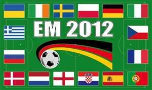 EM 2012 Fahne mit allen 16 Ländern Flagge Grösse 1,50×0,90m – FRIP -Versand®