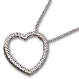 14K White Gold Diamond Heart Pendant Slide