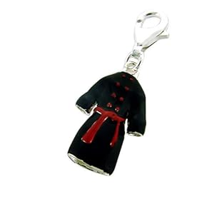 Sterling Silver Peacoat Coat Charm Red/Black Enamel