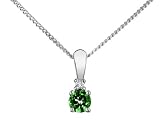 Emerald Gemstone (3.5 mm) Pendant with Diamond in White Gold with Chain